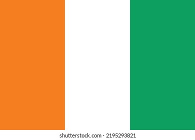 Flag of Ivory Coast. Original and simple Ivory Coast flag in official colors and Proportion Correctly