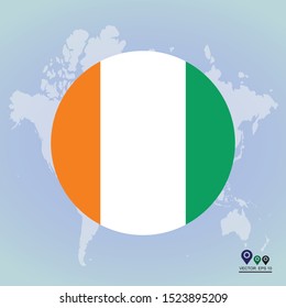 Flag of Ivory Coast Round Glossy Icon. Vector illustration eps 10.