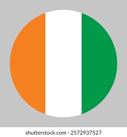 Flag of Ivory Coast round shape, national symbol