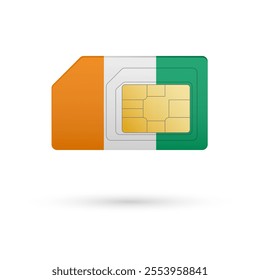 Flag of Ivory Coast. Vector illustration of SIM Card with flag on white background