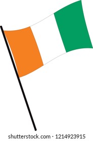 Flag of Ivory Coast , Ivory Coast flag waving isolated vector illustration