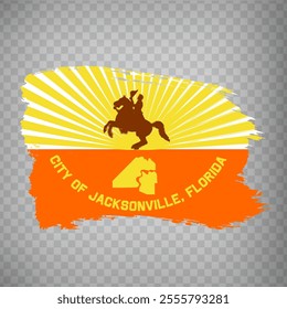 Flag of Jacksonville is city from brush strokes. State of Florida.  Flag city Jacksonville on transparent background for your web site design, app, UI. United States. EPS10.