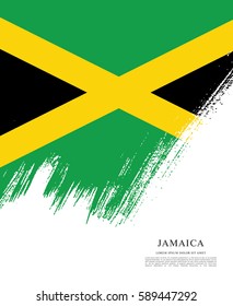 Flag of Jamaica, brush stroke background