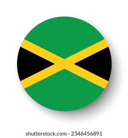La bandera de Jamaica. Icono de indicador de botón. Color estándar. Indicador de icono de círculo. 3 quinquies ilustración. Ilustración del equipo. Ilustración digital. Ilustración vectorial.