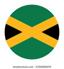 La bandera de Jamaica. Icono de indicador de botón. Color estándar. Indicador de icono de círculo. 3 quinquies ilustración. Ilustración del equipo. Ilustración digital. Ilustración vectorial.