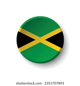 The flag of Jamaica. Button flag icon. Standard color. Circle icon flag. 3d illustration. Computer illustration. Digital illustration. Vector illustration.