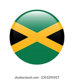 Die Flagge Jamaikas. Button-Flag-Symbol. Standardfarbe. Circle Icon Flag. 3D-Abbildung. Computergrafik. Digitale Illustration. Vektorgrafik.