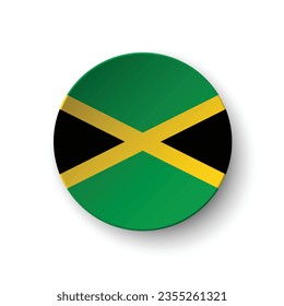La bandera de Jamaica. Icono de indicador de botón. Color estándar. Indicador de icono de círculo. 3 quinquies ilustración. Ilustración del equipo. Ilustración digital. Ilustración vectorial.
