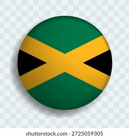 Bandera de Jamaica Botón circular con sombra. icono de bandera. Icono 3D