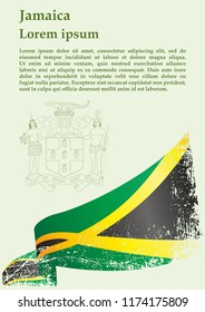 Flag of Jamaica, Commonwealth of Nations. Template for award design, an official document with the flag of Jamaica. Bright, colorful vector illustration