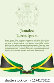 Flag of Jamaica, Commonwealth of Nations. Template for award design, an official document with the flag of Jamaica. Bright, colorful vector illustration