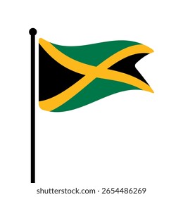 Bandeira da Jamaica. Jamaica bandeira computador digital vetor ilustração ícone design. Bandeira de mastro flutuante.