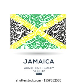 Flag of Jamaica ,Contain Random Arabic calligraphy Letters Without specific meaning in English ,Vector illustration