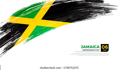 Bandera del país de Jamaica. Feliz Día de la Independencia de Jamaica con una grunge ilustración de la bandera