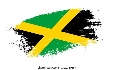 Bandera del país de Jamaica en la vista de trazos de pincel. Textura elegante de la bandera nacional