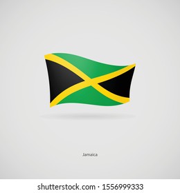 The flag of Jamaica is flying layered vector image.