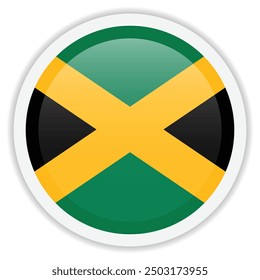 Flag of Jamaica. Glossy vector icon with shadow underneath. Icon for mobile apps, web design and UI