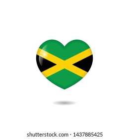 Flag of Jamaica heart 3d, Jamaica flag template design. Vector Eps 10