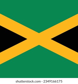 The flag of Jamaica. Flag icon. Standard color. A square flag. Computer illustration. Digital illustration. Vector illustration.
