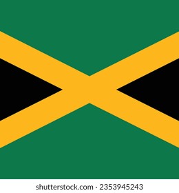 The flag of Jamaica. Flag icon. Standard color. A square flag. Computer illustration. Digital illustration. Vector illustration.