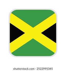 The flag of jamaica. Flag icon. Standard color. flat vector square with rounded corners. Computer illustration. Digital illustration. Vector illustration	