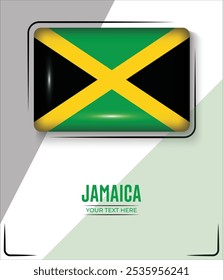 Flag of Jamaica isolated on White background with Text. Banner, Poster, vector, template, Mockup, Background, Social Media, Post, 3D.