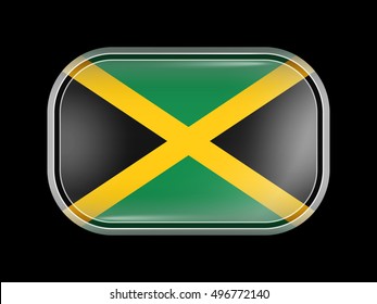 Flag of Jamaica. Metal and Glass Round Icon. This is File from the Collection North America Flags