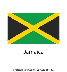 Flag of Jamaica with name icon. National Jamaica Flag vector. Jamaica Flag vector simple flat illustration..eps
