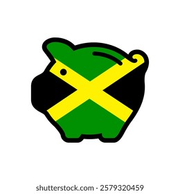 Flag of Jamaica, piggy bank icon, vector symbol.