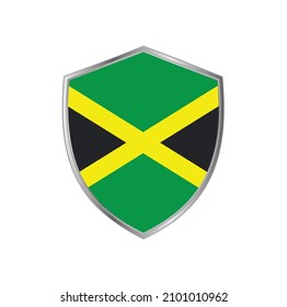 Flag of Jamaica with silver frame