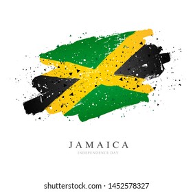 Bandeira da Jamaica. Ilustração vetorial sobre fundo branco. Traçados de pincel desenhados à mão. Dia da Independência.