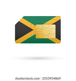 Flag of Jamaica. Vector illustration of SIM Card with flag on white background