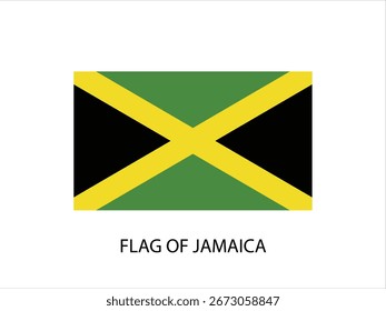 BANDEIRA DA JAMAICA VETOR, ILUSTRAÇÃO FUNDO BRANCO TIPOGRAFIA