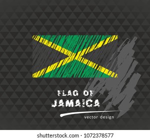 Flag of Jamaica, vector pen illustration on black background