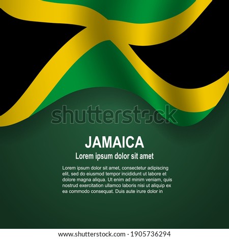 Flag of Jamaica waving with copyspace. Vector illustration