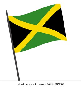 Flag Of Jamaica , Jamaica Flag Waving Isolated Vector Illustration