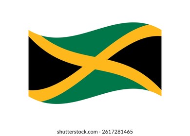 Flag of Jamaica. Jamaica wavy flag digital vector illustration.
