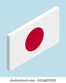 Bandera de Japón. Ilustración vectorial isométrica 3D.