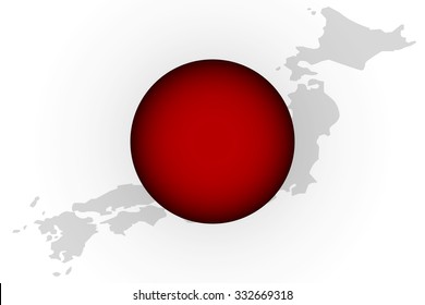 Flag of Japan against the background of it map