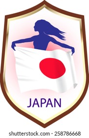 Flag of Japan with blazon - vector illustration.