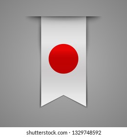 Flag of Japan. Bookmark banner ribbon. Realistic. Vector illustration.
