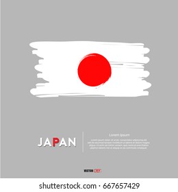 flag of japan with  brush stroke background 