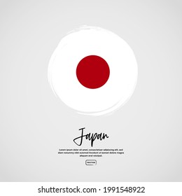 Flag of Japan with brush stroke effect and text