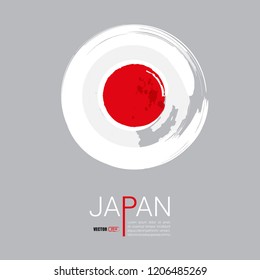 Flag of Japan with brush stroke, grunge style background vector.