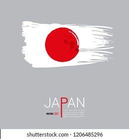 Flag of Japan with brush stroke, grunge style background vector.