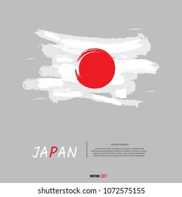 Flag of Japan with brush stroke or paint on gray background vector illustration