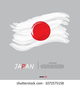Flag of Japan with brush stroke or paint on gray background vector illustration