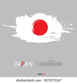 Flag of Japan with brush stroke or paint on gray background vector illustration