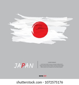 Flag of Japan with brush stroke or paint on gray background vector illustration