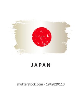 Flag of Japan, brush strokes painted flag, isolated on white background, vector illustration.